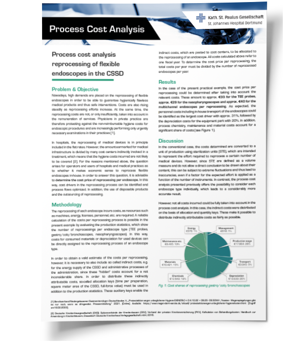 ENG Process cost analysis reprocessing of flexible endoscopes in the CSSD mockup
